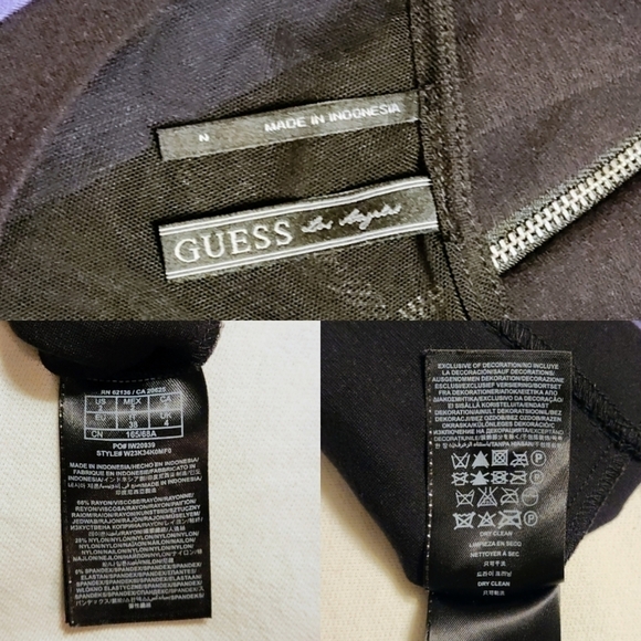 Guess Color Block Mesh Back Bodycon Mini Dress Black Purple 2 - Picture 9 of 11